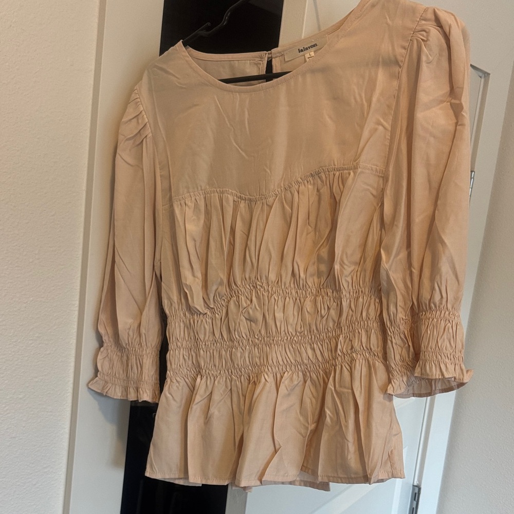 Elegant Blush Smocked Blouse
